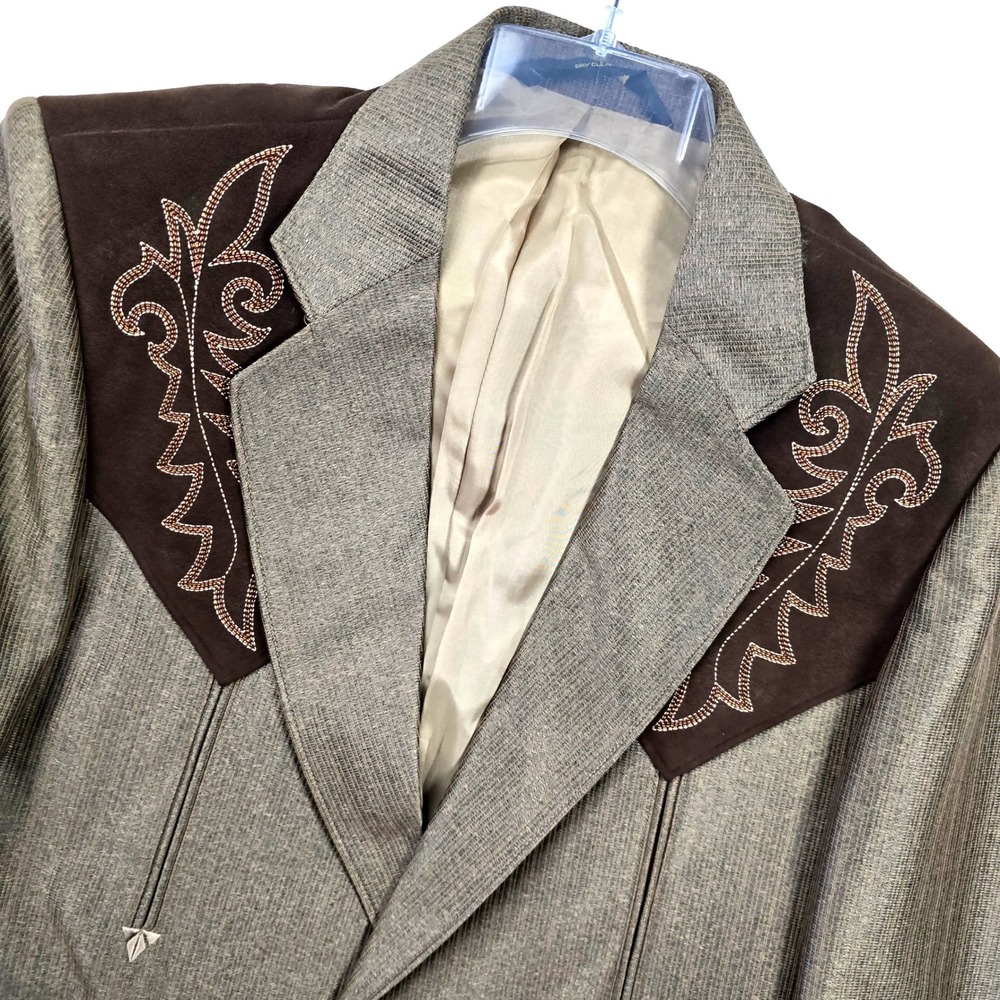 Mesquite Niver Vtg 70s Western Blazer 40 Embroidered Yoke Cowboy USA NEW w/ Tags